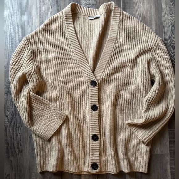 Pull&Bear Sweaters - Pull&Bear Beige Button-Up Cardigan